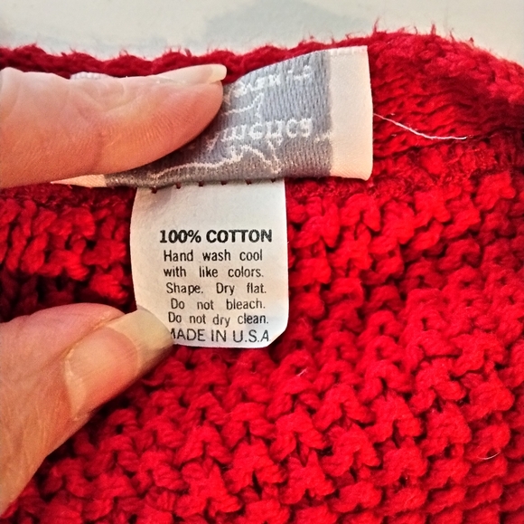 Vintage Across America by Knit Maven Red Button Down Cardigan Sweater Size XL - Picture 8 of 8